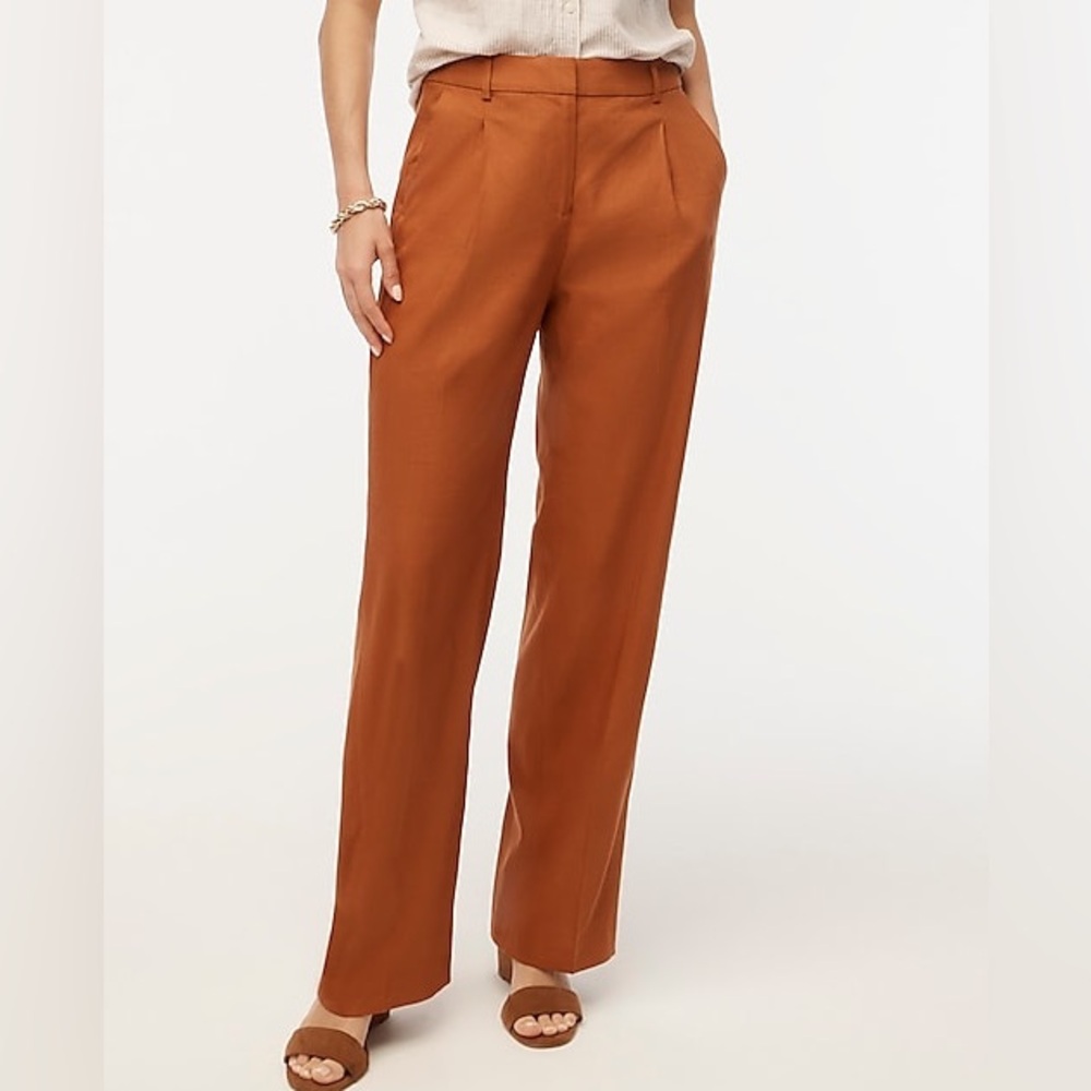 J.Crew Linen-blend wide-leg pleated trouser pant size 18 NWT